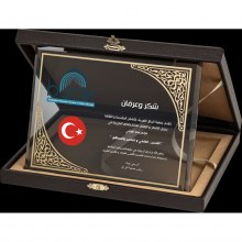 BM 2102 Altın Yaldız Kristal Plaket