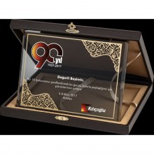 BM 2105 Altın Yaldız Kristal Plaket